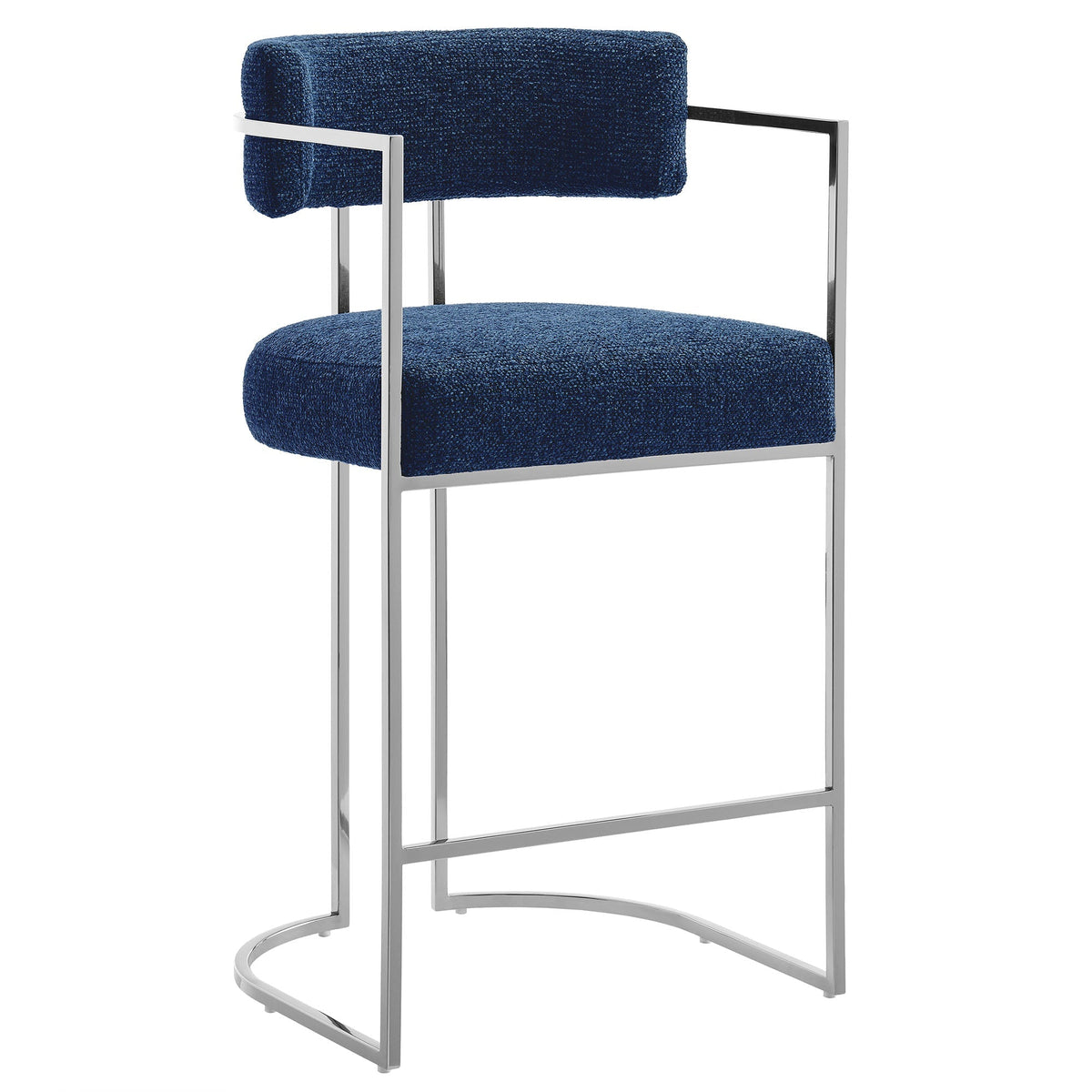 Huron curved back fabric counter stool blue upholstery with metal frame HouseOfZazla on Tampa Home & Garden Store