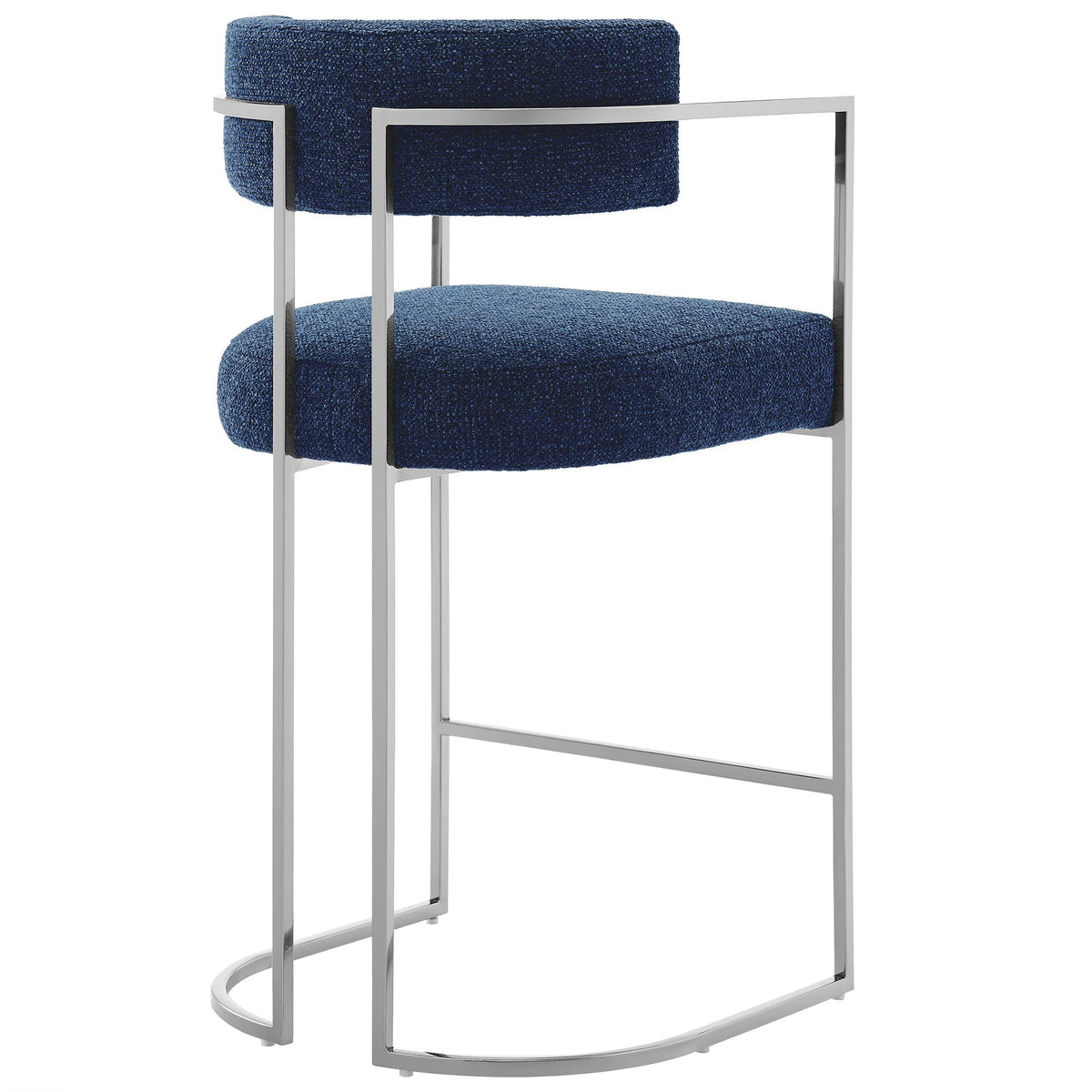Huron curved-back counter stool blue textured fabric with chrome frame by Modway on Tampa Home & Garden Store