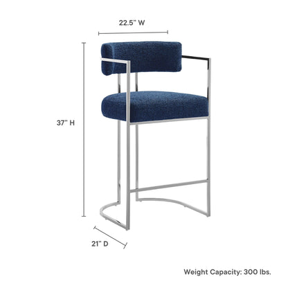 Huron curved-back blue fabric counter stool with chrome metal frame by Modway for kitchen on Tampa Home & Garden Store