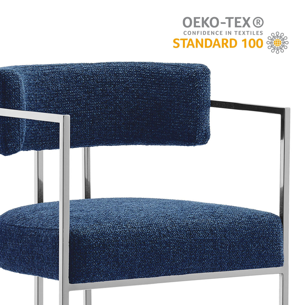 Huron curved-back blue fabric counter stool with chrome metal frame by Modway on Tampa Home & Garden Store