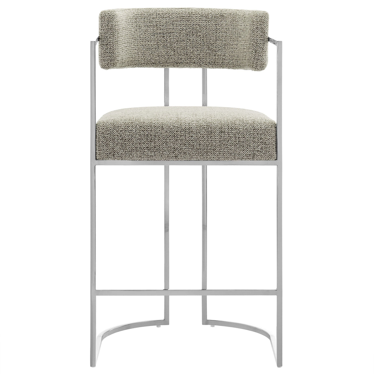 Huron curved back counter stool beige textured fabric with chrome metal frame by Modway on Tampa Home & Garden Store