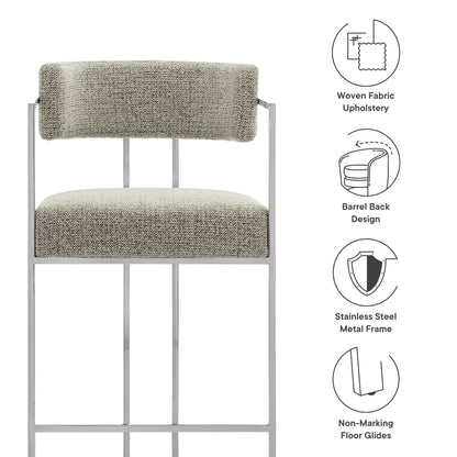 Huron curved-back fabric counter stool by Modway, beige upholstery, chrome frame on Tampa Home & Garden Store