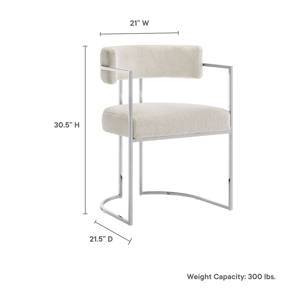 Huron curved-back dining chair, beige fabric, chrome frame by HouseOfZazla on Tampa Home & Garden Store