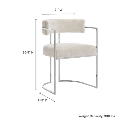 Huron curved-back dining chair, beige fabric, chrome frame by HouseOfZazla on Tampa Home & Garden Store