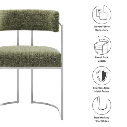 Huron curved-back fabric dining chair olive woven upholstery steel frame HouseOfZazla on Tampa Home & Garden Store