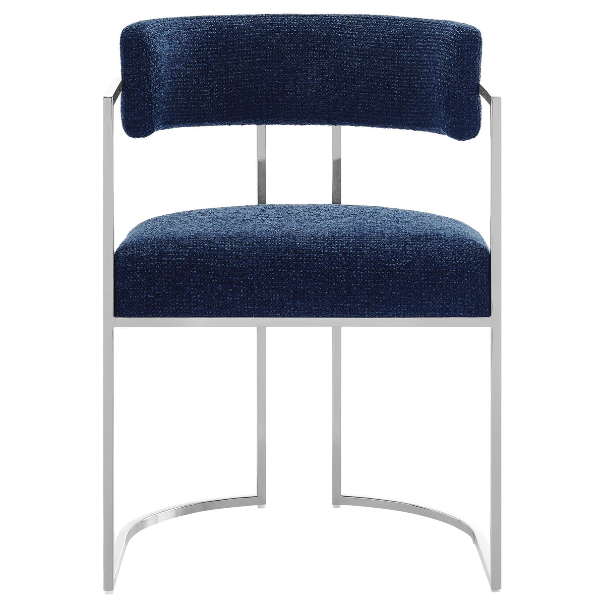 Huron curved-back dining accent chair in blue velvet with chrome frame by HouseOfZazla on Tampa Home & Garden Store