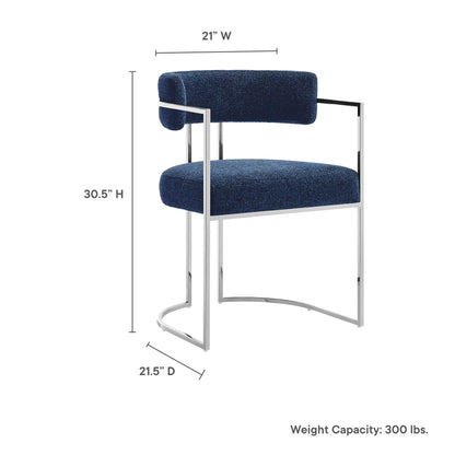 Huron curved-back blue fabric dining chair by HouseOfZazla with chrome frame on Tampa Home & Garden Store