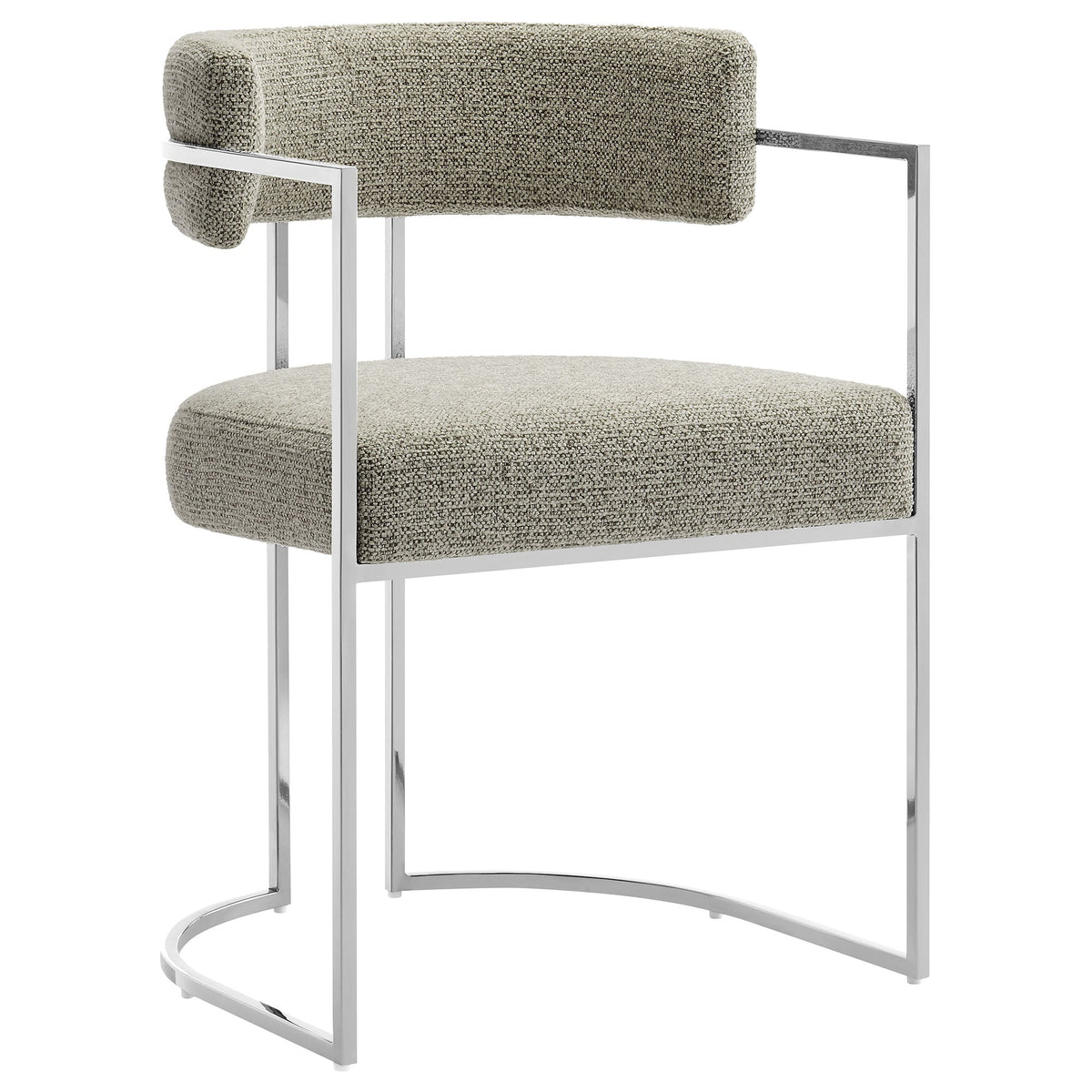 Huron curved-back fabric and metal dining chair with upholstery and chrome frame HouseOfZazla on Tampa Home & Garden Store