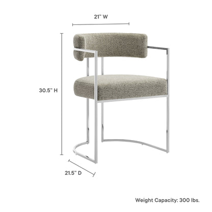 Huron curved-back dining chair in beige fabric with chrome metal frame HouseOfZazla on Tampa Home & Garden Store