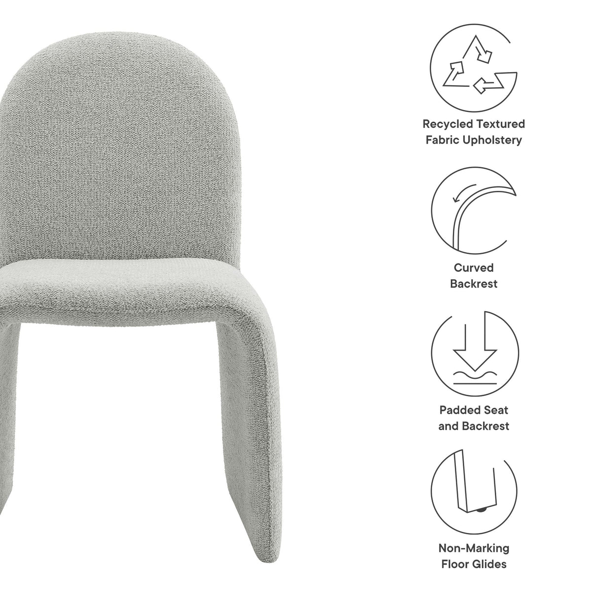 Junia Boucle Upholstered Armless Dining Chair by Modway in light gray boucle fabric on Tampa Home & Garden Store