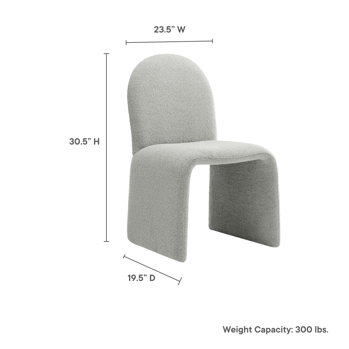 Junia Boucle Upholstered Armless Dining Chair pair in light gray boucle by Modway HouseOfZazla on Tampa Home & Garden Store