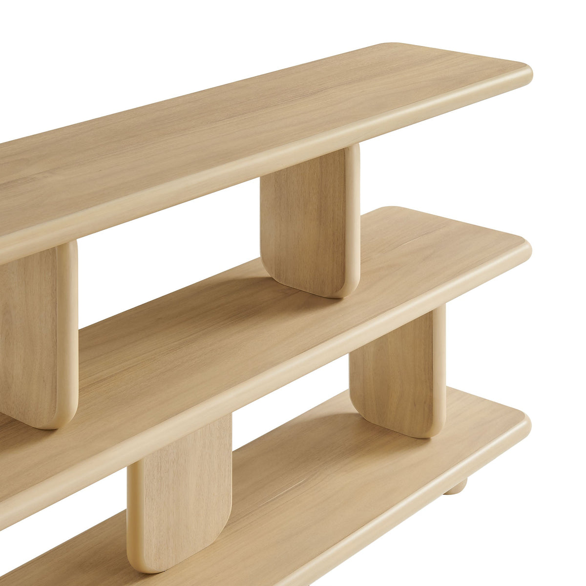 Modway Lyle Sculptural 2-Tier Bookshelf in natural oak with rounded edges on Tampa Home & Garden Store