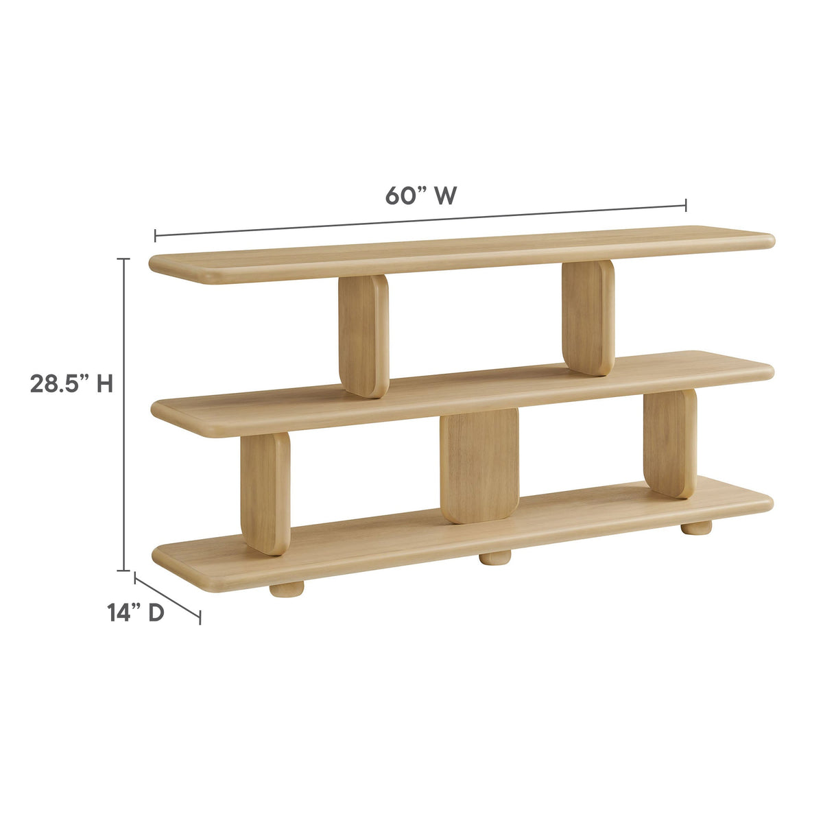 Lyle Sculptural 2-Tier Bookshelf, natural oak wood, living room shelf by HouseOfZazla on Tampa Home & Garden Store