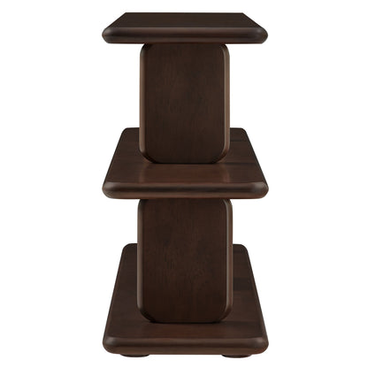 Lyle Sculptural 2-Tier Bookshelf, dark walnut wood with rounded edges on Tampa Home & Garden Store