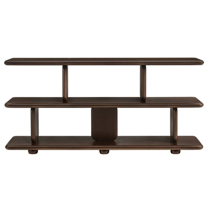 Lyle Sculptural 2-Tier Bookshelf in bronze finish with rounded edges and slim metal legs on Tampa Home & Garden Store