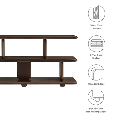 Lyle Sculptural 2-Tier Bookshelf brown wood grain laminate with two open shelves by Modway on Tampa Home & Garden Store