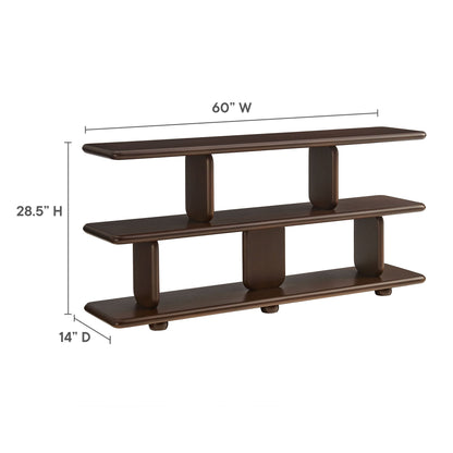 Lyle Sculptural 2-Tier Bookshelf by Modway in dark brown wood finish, 60in wide on Tampa Home & Garden Store