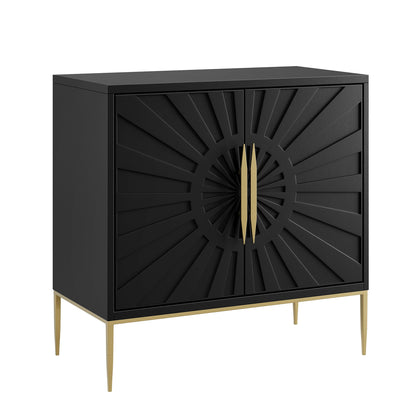 Awaken Accent Cabinet by Modway, black sunburst-front doors with gold metal legs on Tampa Home & Garden Store