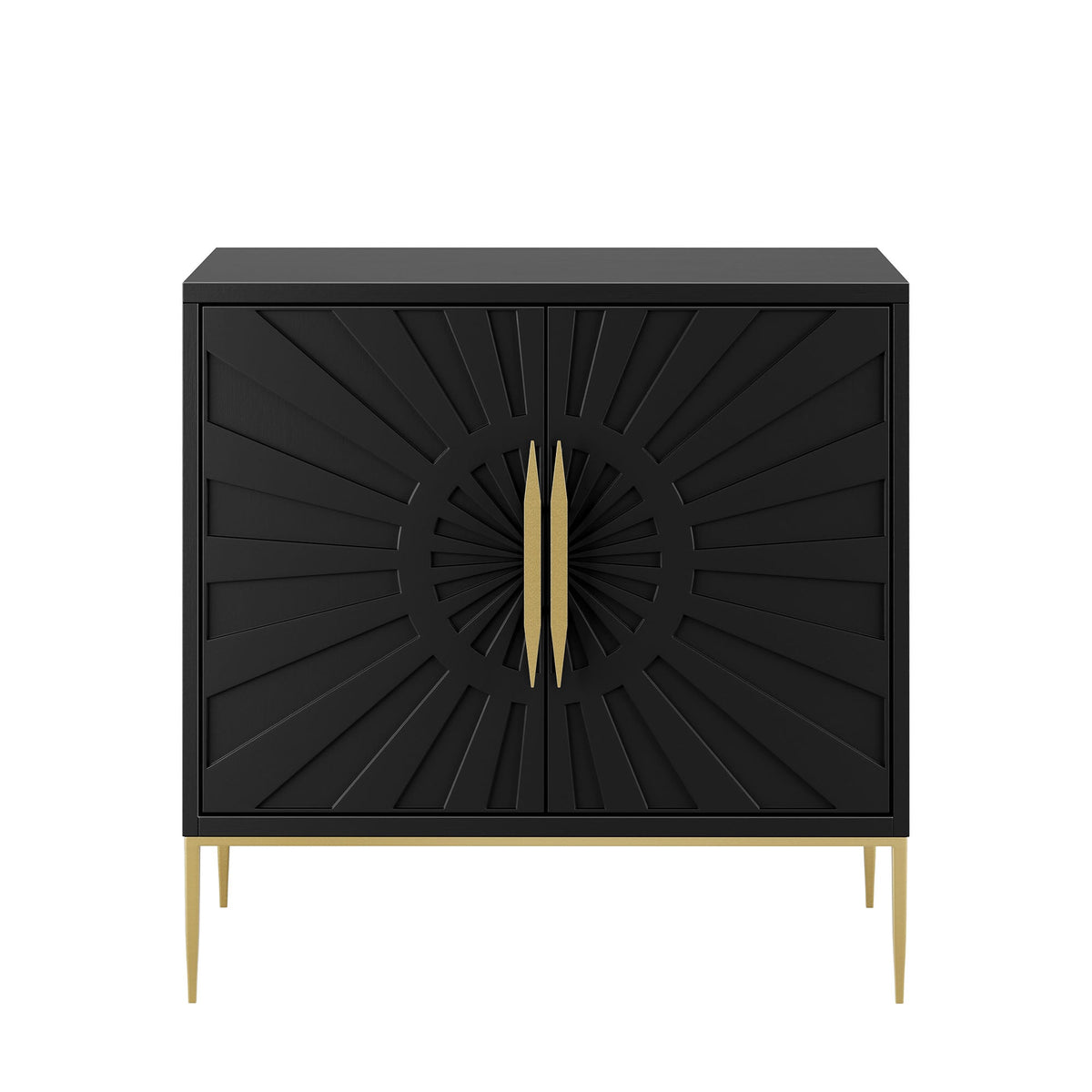 Awaken Accent Cabinet by Modway, black cabinet with sunburst door panels and gold metal legs on Tampa Home & Garden Store