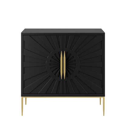 Awaken Accent Cabinet by Modway, black cabinet with sunburst door panels and gold metal legs on Tampa Home & Garden Store