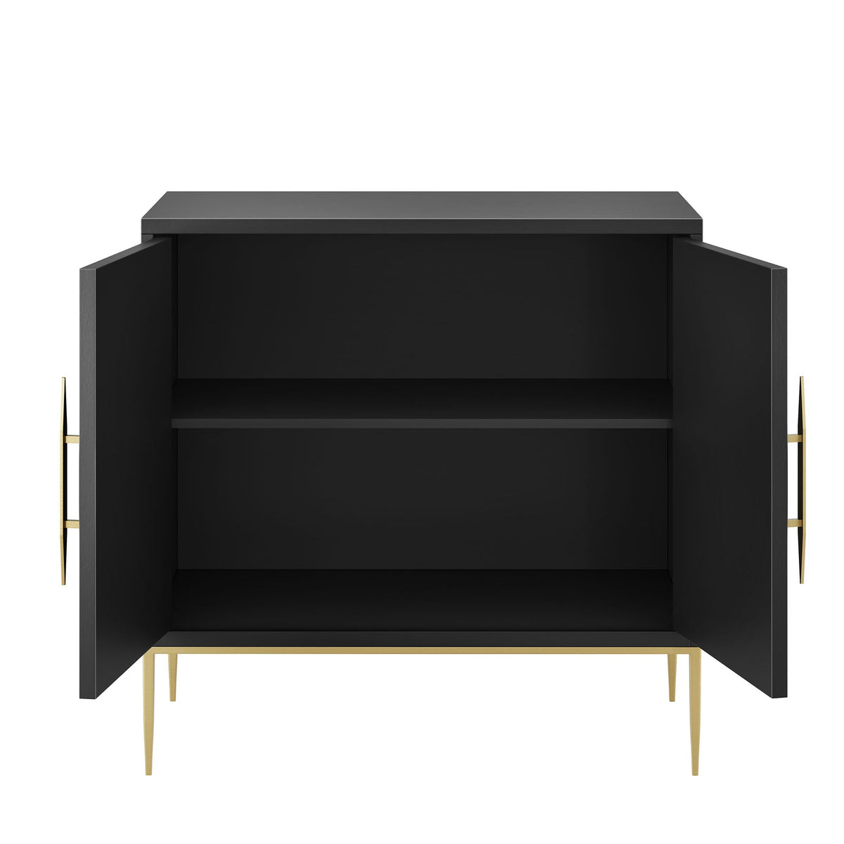 Awaken Accent Cabinet by Modway, black decor cabinet with gold legs, open shelf design on Tampa Home & Garden Store