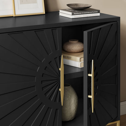 Awaken Accent Cabinet by Modway, black paneled storage with gold hardware, bowl decor on Tampa Home & Garden Store