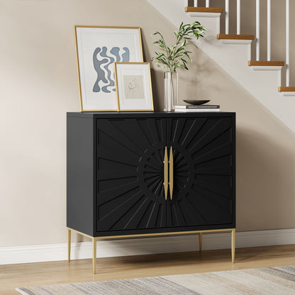 Awaken Accent Cabinet by Modway black cabinet with sunburst front and brass hardware on Tampa Home & Garden Store