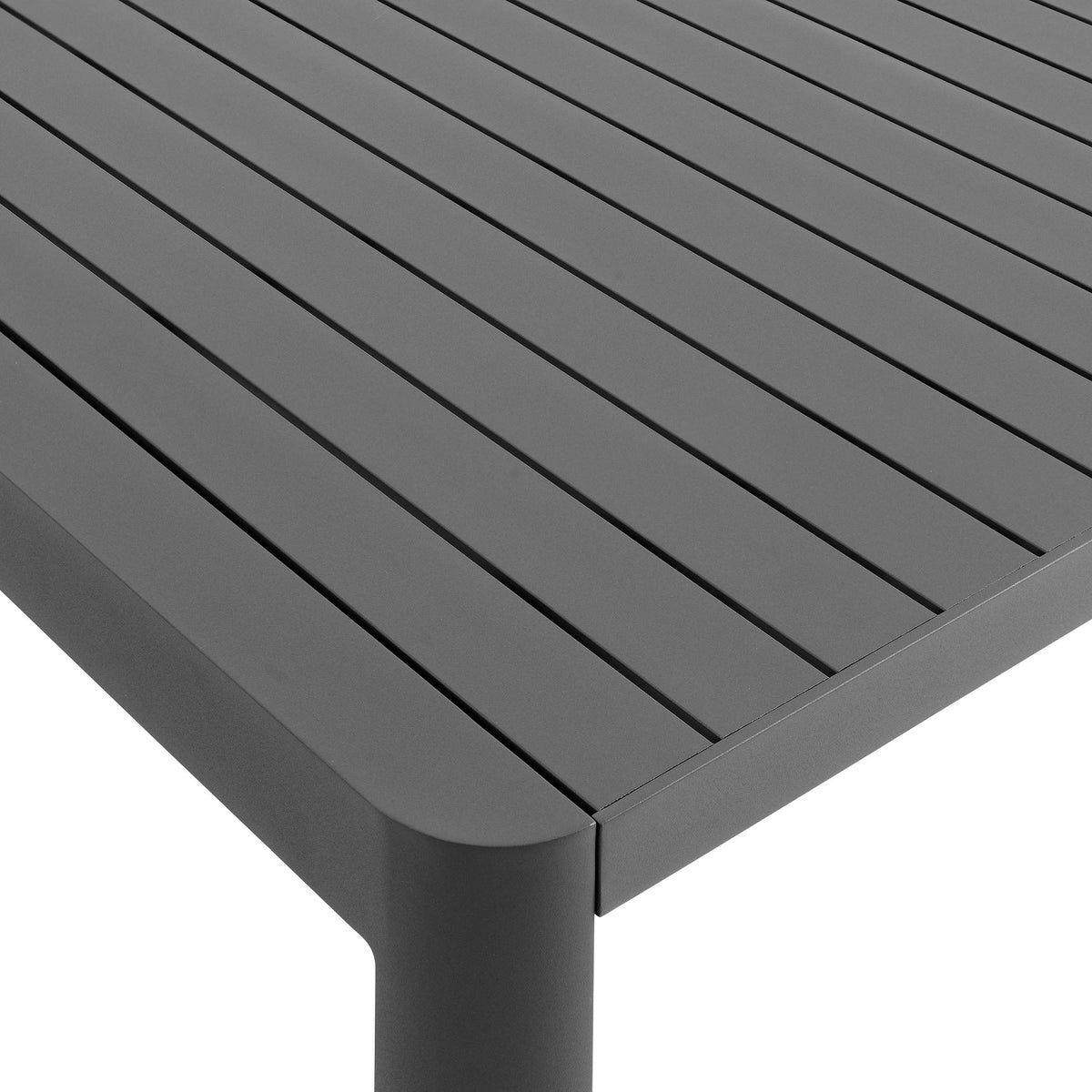 Tahoe outdoor aluminum extendable dining table by Modway; dark gray slatted top with rounded pedestal leg on Tampa Home & Garden Store