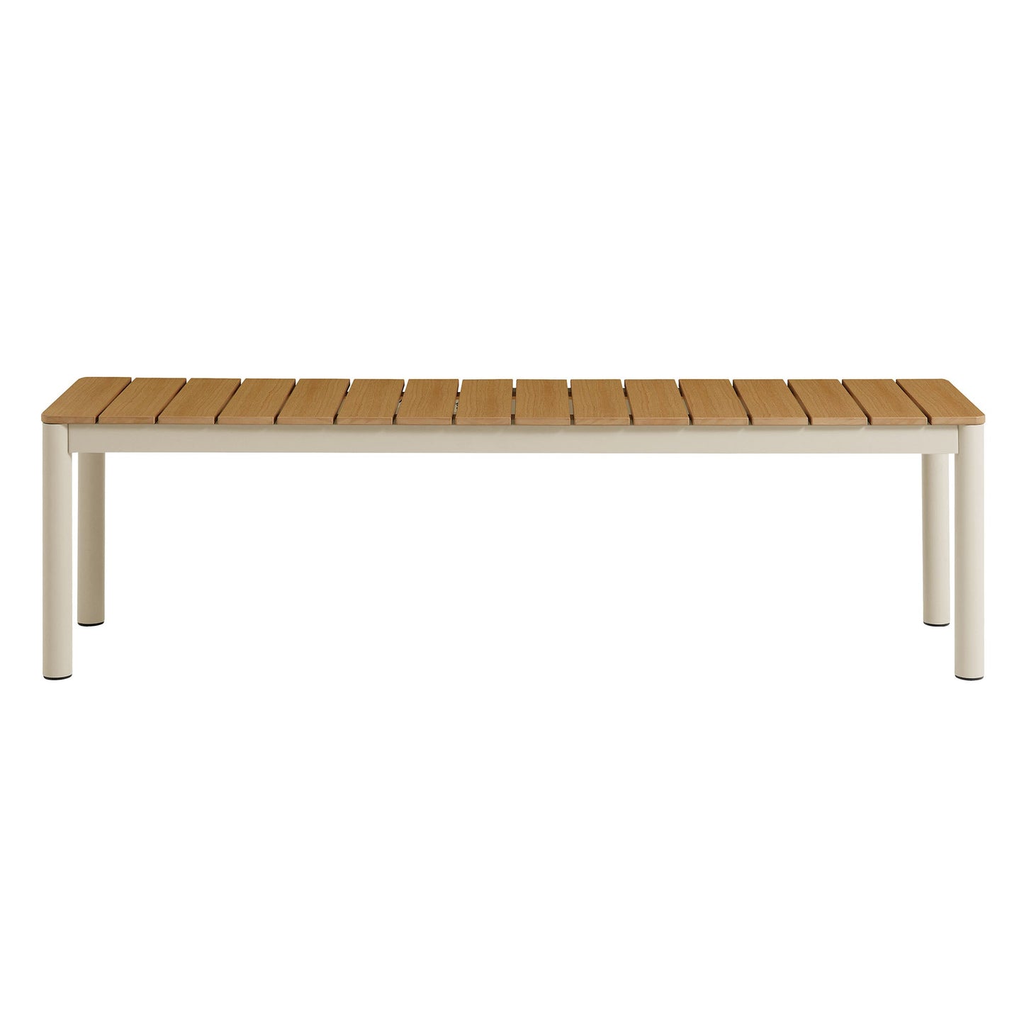 Finn outdoor bench set of 2 with wooden slat seats and light frame on Tampa Home & Garden Store
