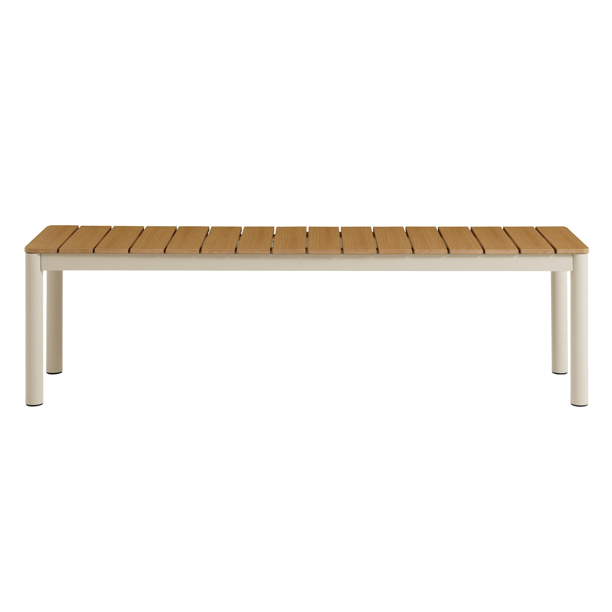 Finn outdoor bench set of 2 with wooden slat seats and light frame on Tampa Home & Garden Store