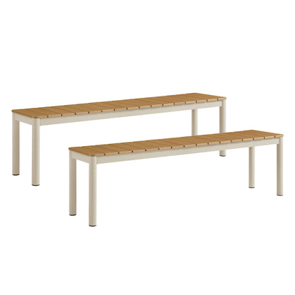 Finn Outdoor Patio Aluminum Bench Set of 2