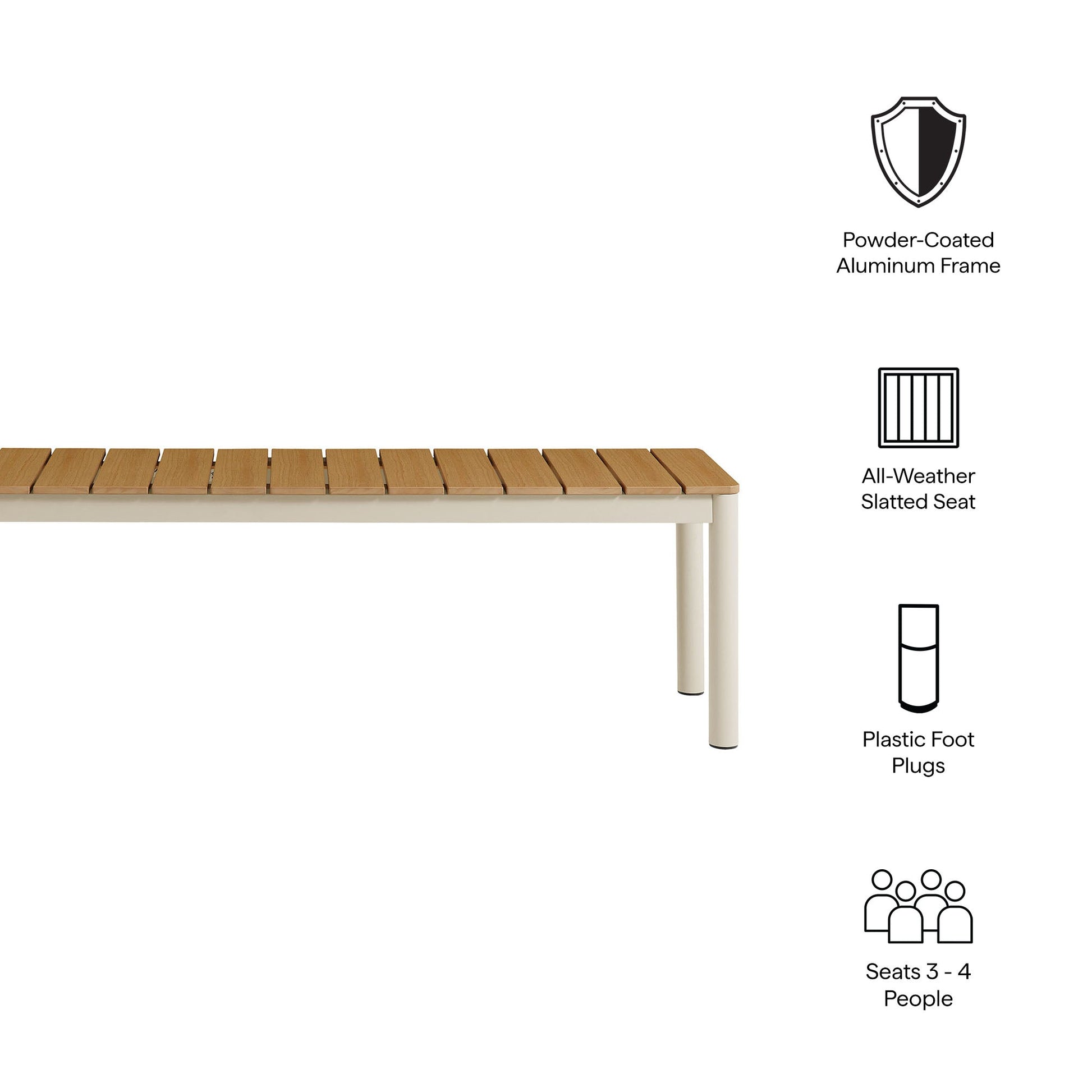 Finn outdoor patio bench set of 2 with powder-coated aluminum frame and all-weather wood slats on Tampa Home & Garden Store
