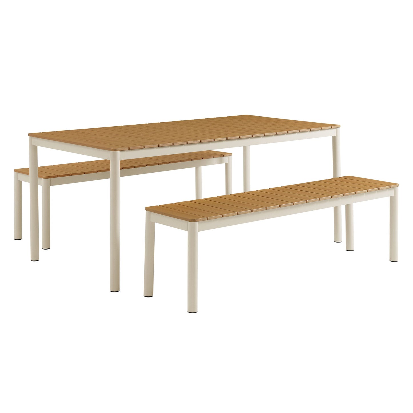 Finn Outdoor Aluminum Dining Set with Benches