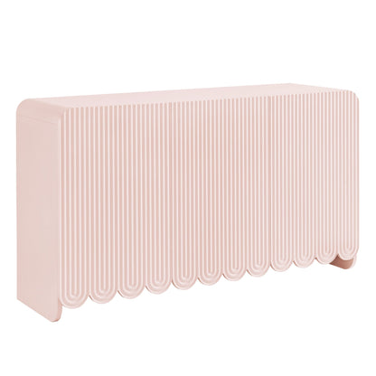 Dahlia pink fluted and scalloped sideboard cabinet with ribbed panels and rounded corners on Tampa Home & Garden Store