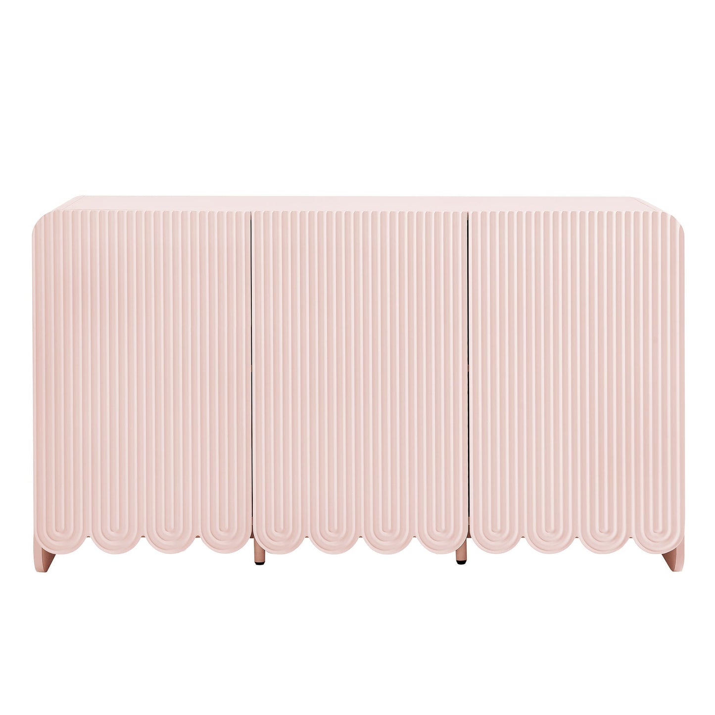 Dahlia Fluted and Scalloped Sideboard in blush pink with vertical panels on Tampa Home & Garden Store