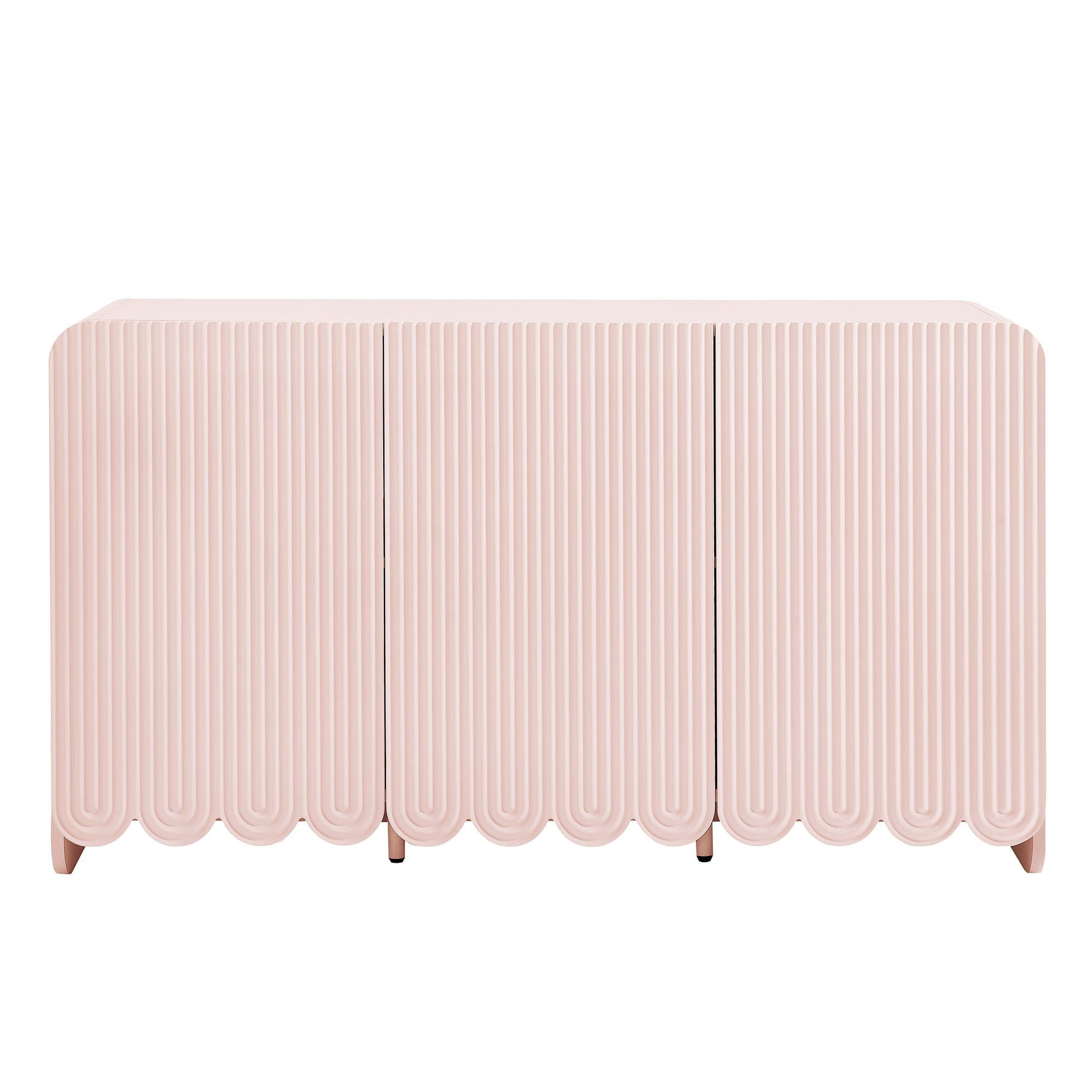 Dahlia Fluted and Scalloped Sideboard in blush pink with vertical panels on Tampa Home & Garden Store