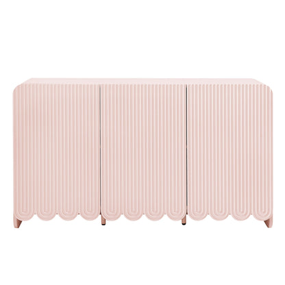 Dahlia Fluted and Scalloped Sideboard in blush pink with vertical panels on Tampa Home & Garden Store
