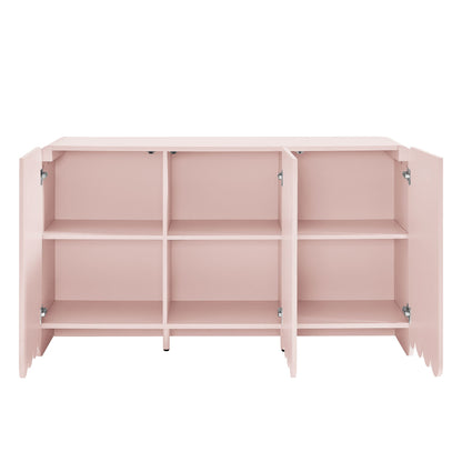 Dahlia Fluted and Scalloped Sideboard Cabinet, pink pastel open cubby shelves HouseOfZazla on Tampa Home & Garden Store