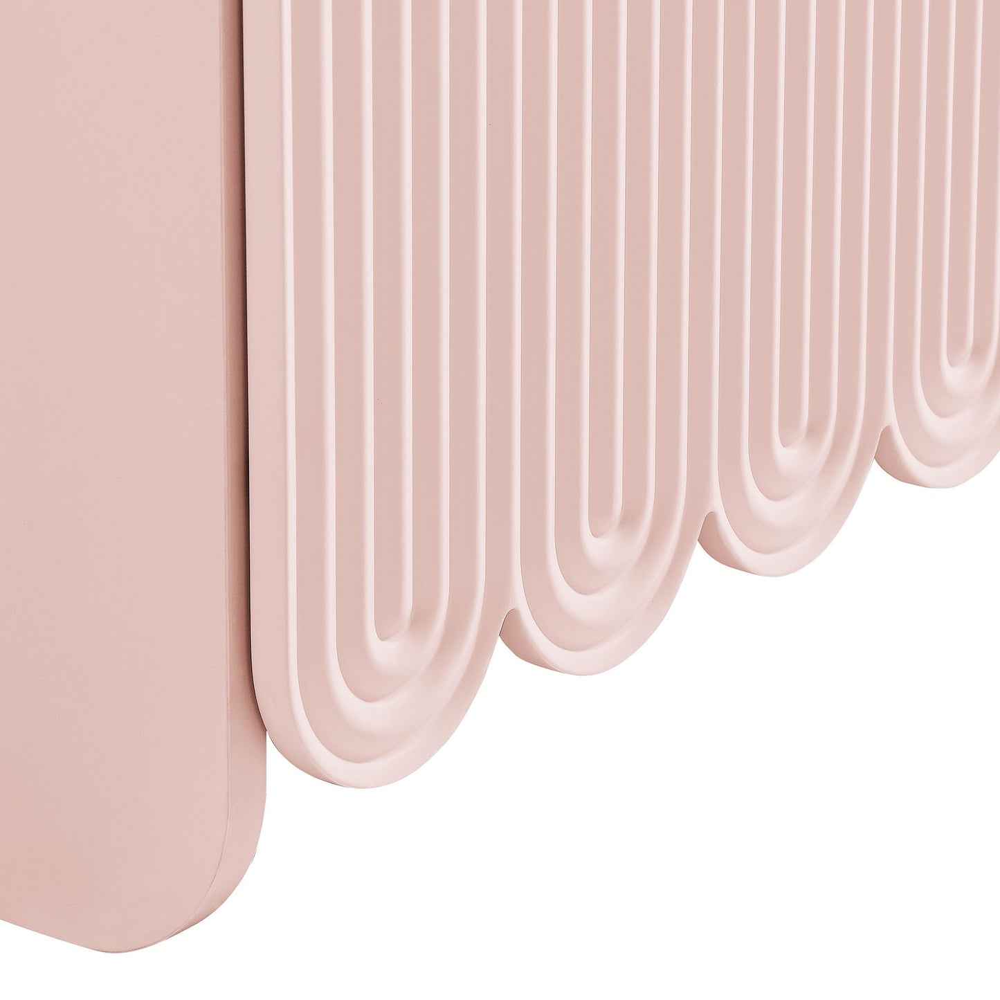 Dahlia fluted and scalloped pink sideboard storage cabinet with vertical ridges on Tampa Home & Garden Store