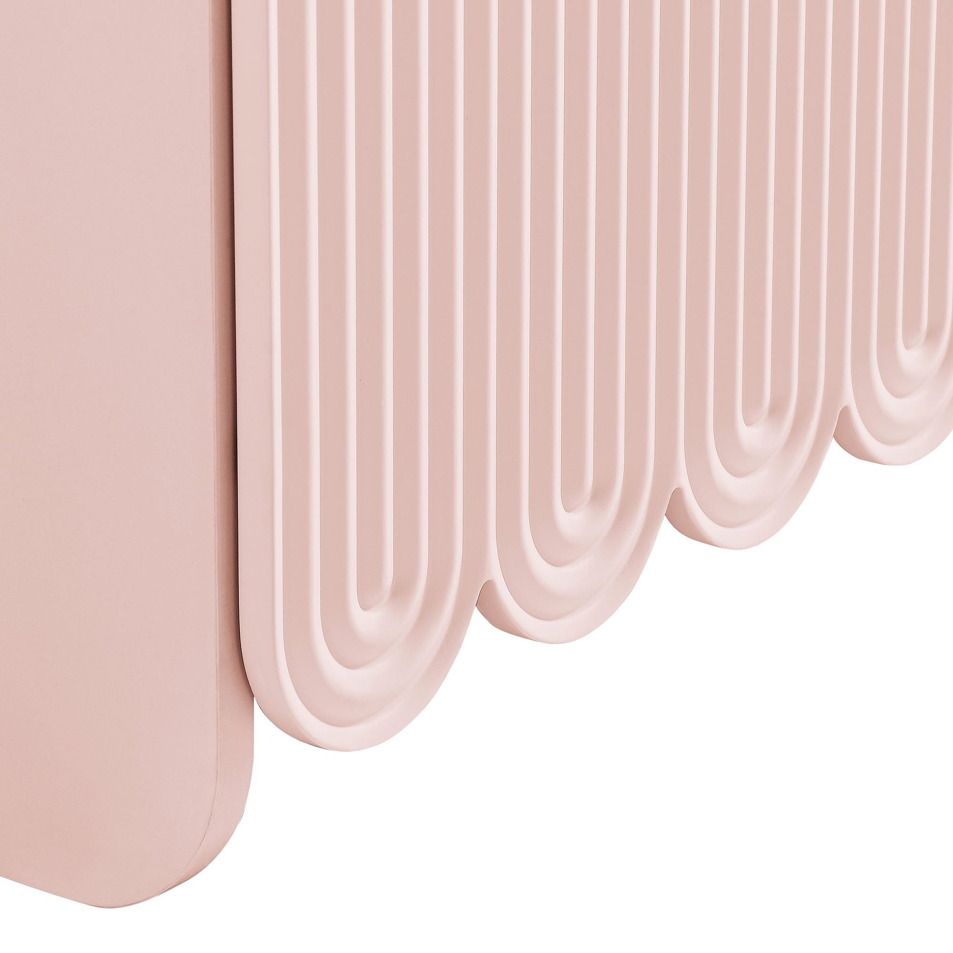 Dahlia fluted and scalloped pink sideboard storage cabinet with vertical ridges on Tampa Home & Garden Store