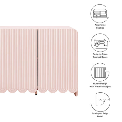 Dahlia Fluted and Scalloped Sideboard, pink pastel with scalloped edge, by HouseOfZazla on Tampa Home & Garden Store