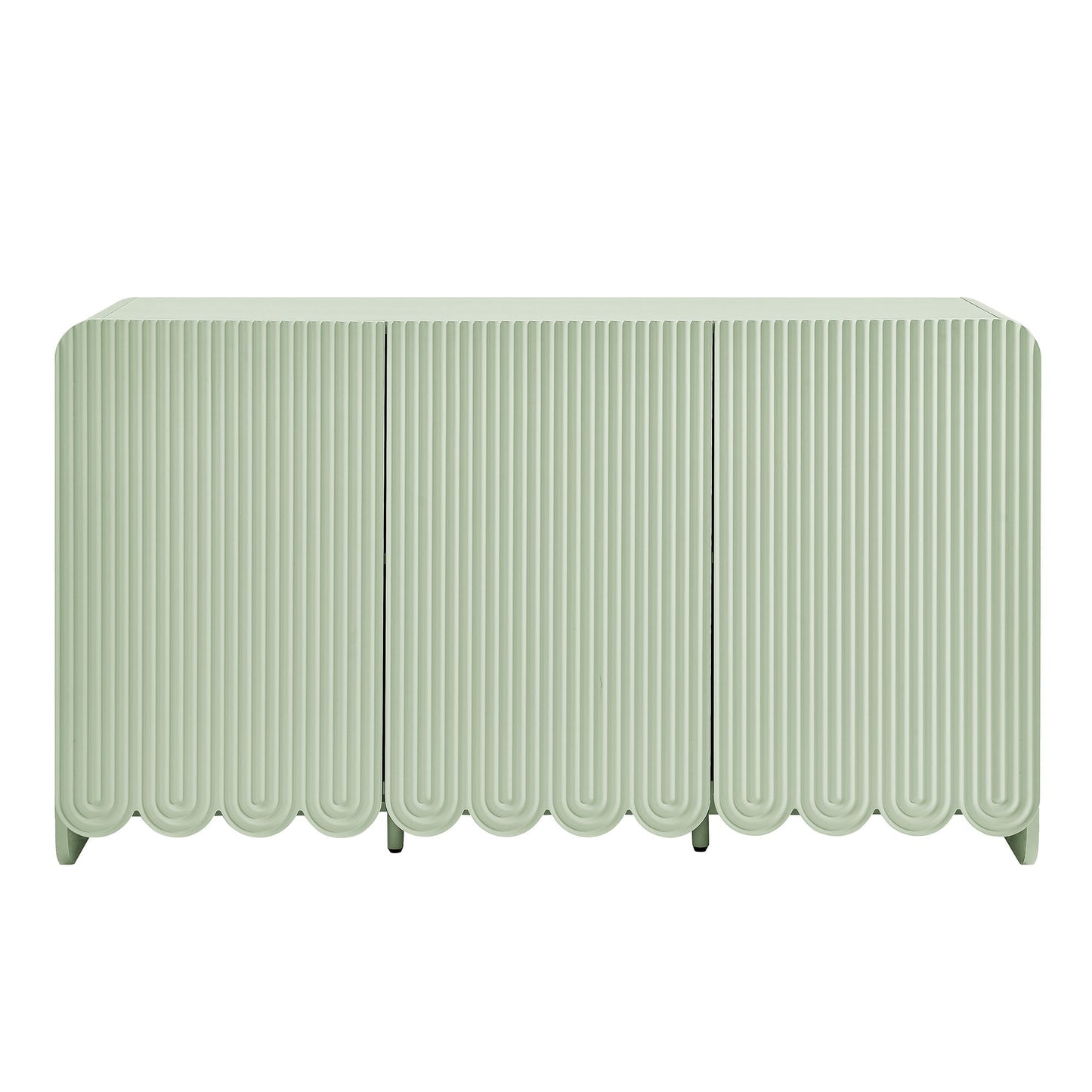 Dahlia fluted scalloped sideboard by HouseOfZazla in mint green with vertical grooves on Tampa Home & Garden Store