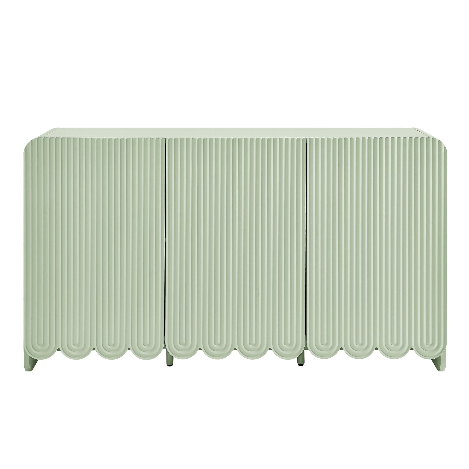 Dahlia fluted scalloped sideboard by HouseOfZazla in mint green with vertical grooves on Tampa Home & Garden Store