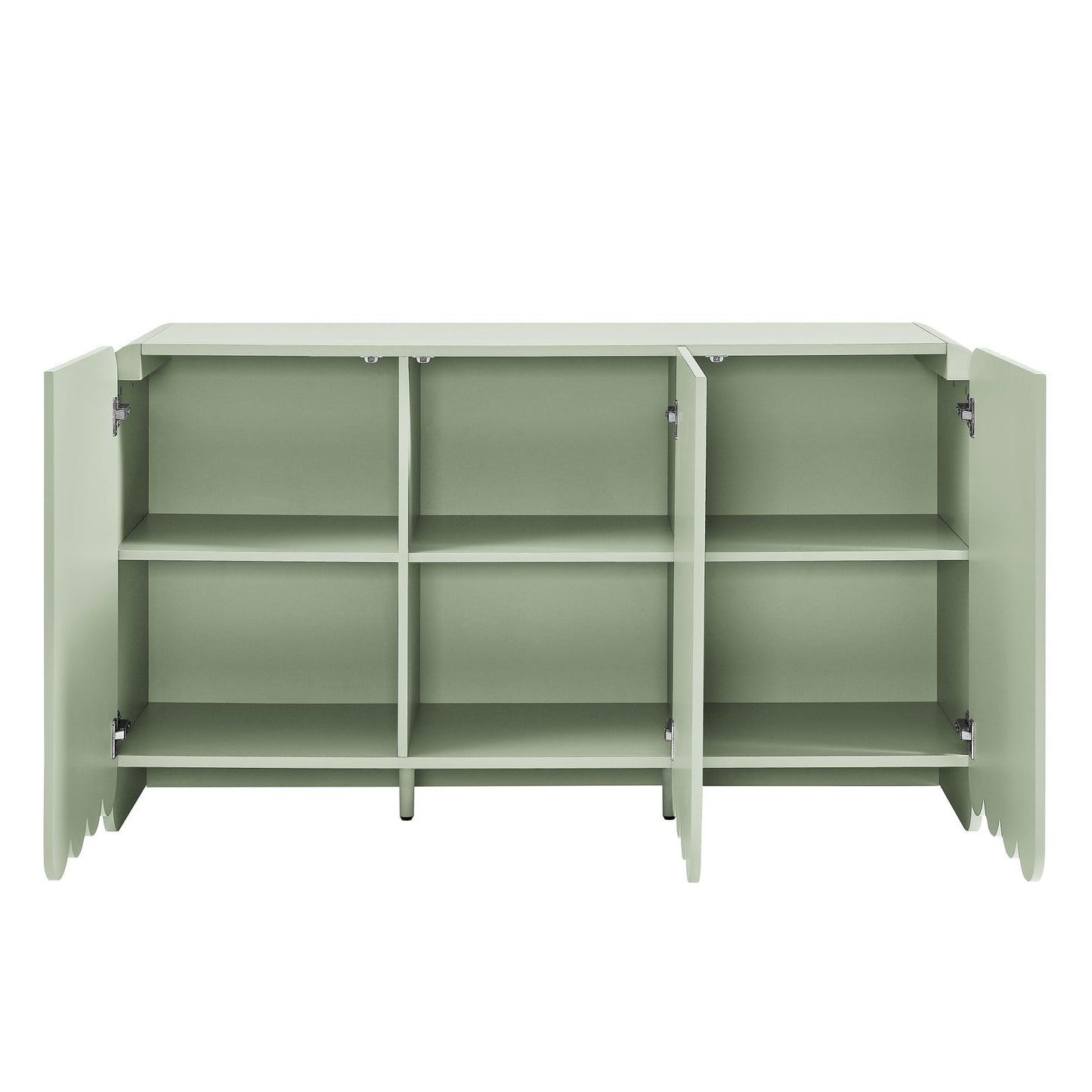 Dahlia fluted scalloped sideboard cabinet sage green wood with open cubbies HouseOfZazla on Tampa Home & Garden Store