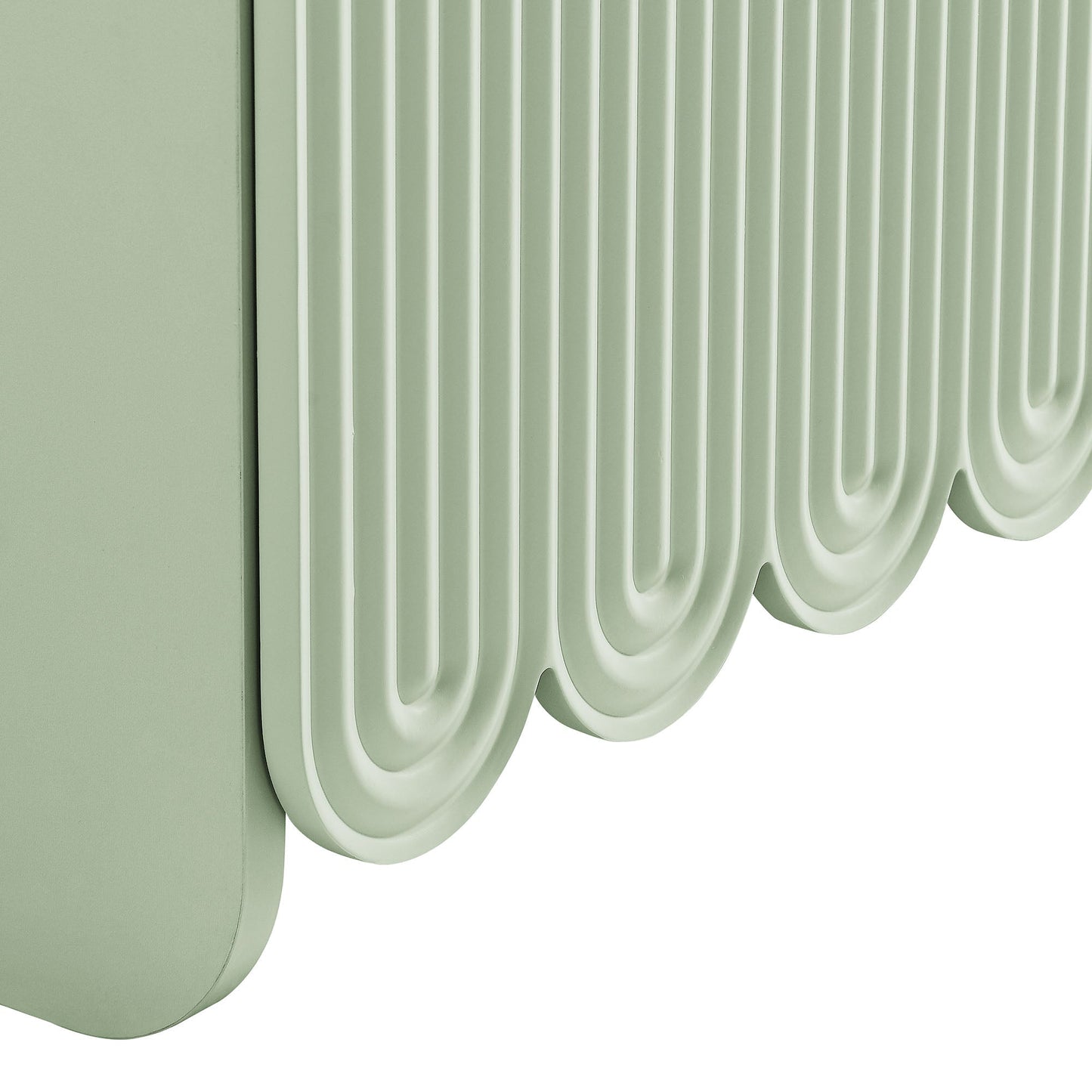Dahlia Fluted and Scalloped Sideboard Storage Cabinet in pale mint green on Tampa Home & Garden Store