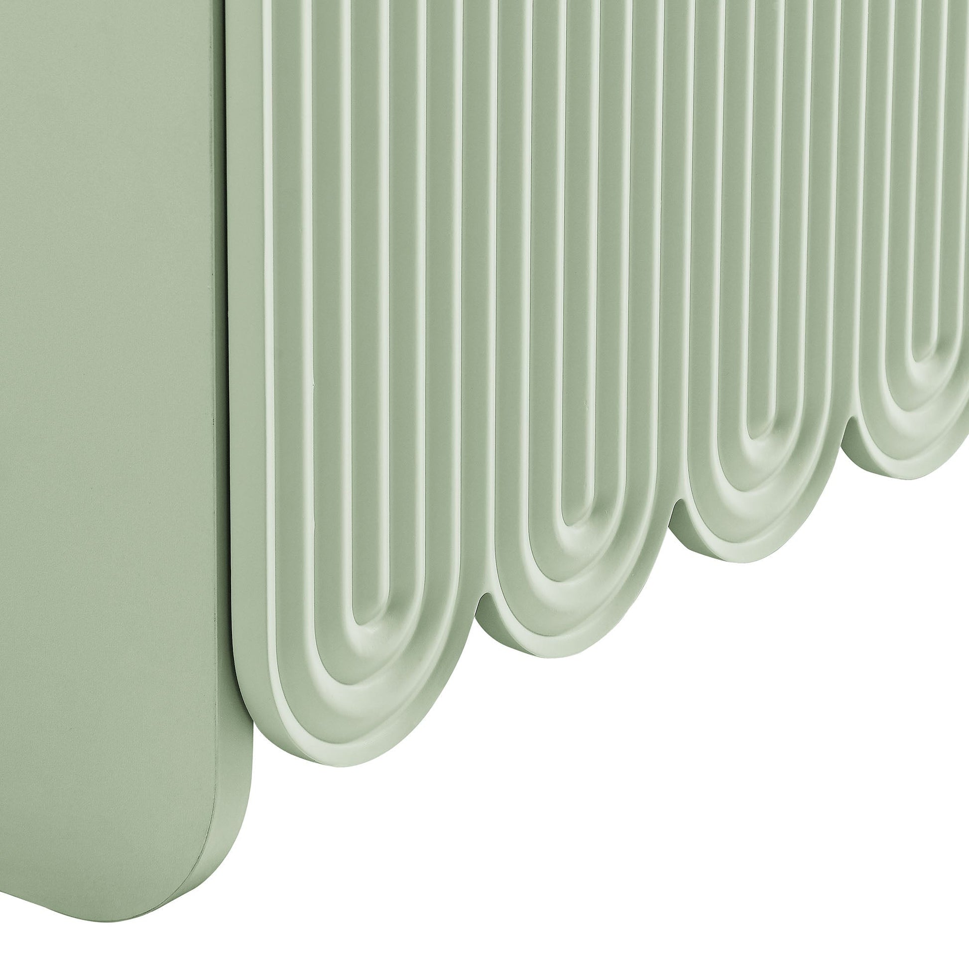 Dahlia Fluted and Scalloped Sideboard Storage Cabinet in pale mint green on Tampa Home & Garden Store