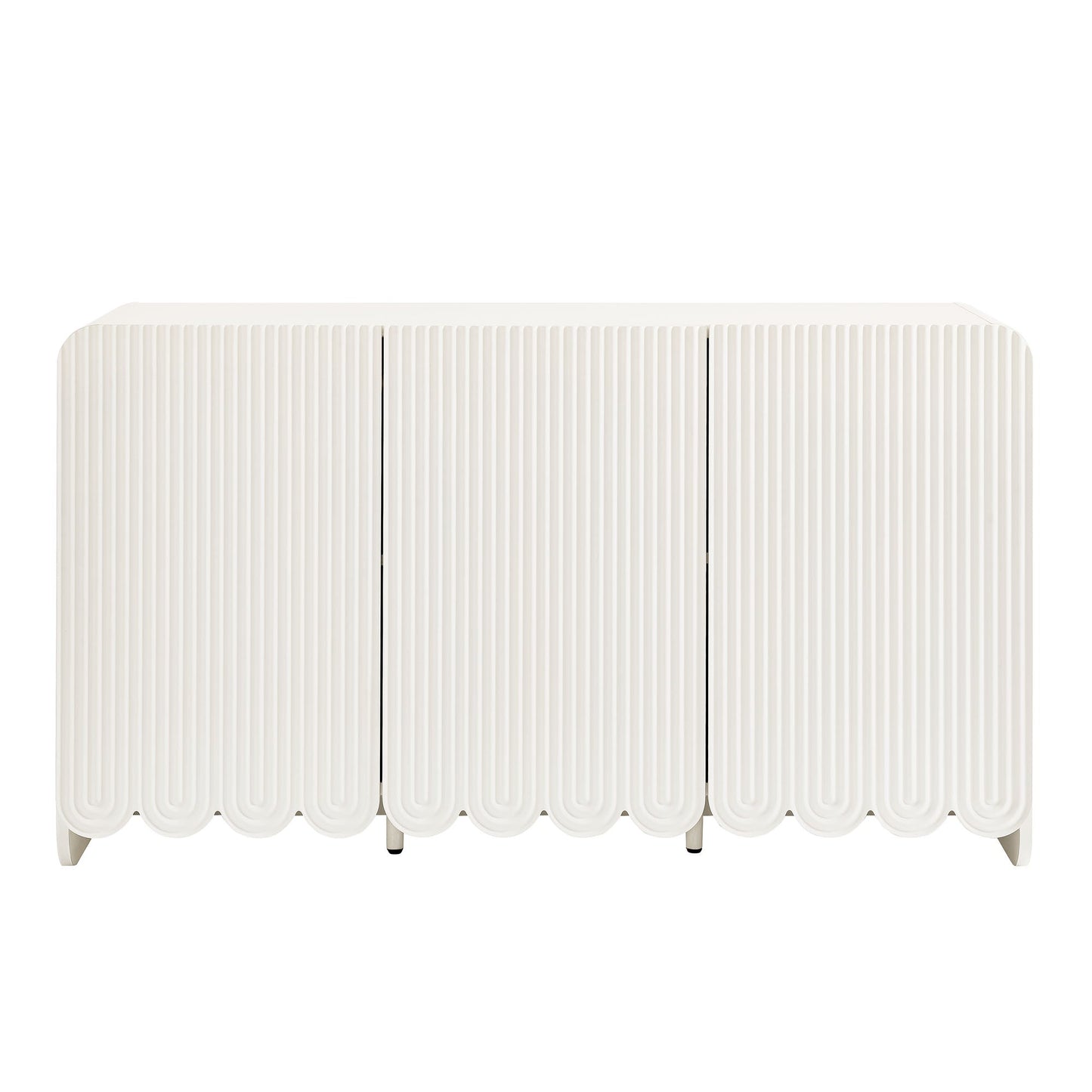 Dahlia Fluted and Scalloped Sideboard Storage Cabinet in white ribbed panels by HouseOfZazla on Tampa Home & Garden Store