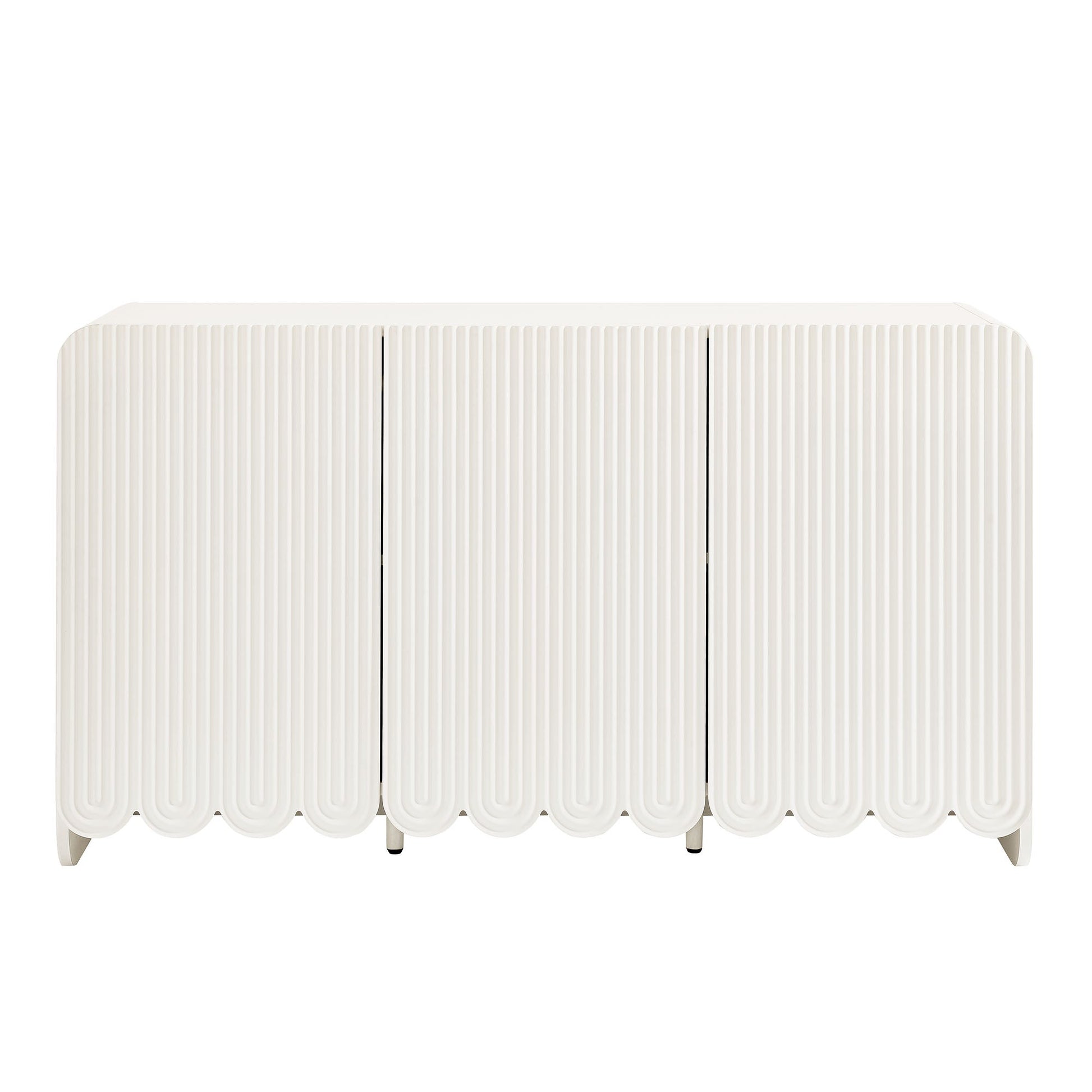 Dahlia Fluted and Scalloped Sideboard Storage Cabinet in white ribbed panels by HouseOfZazla on Tampa Home & Garden Store