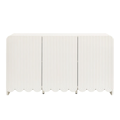 Dahlia Fluted and Scalloped Sideboard Storage Cabinet in white ribbed panels by HouseOfZazla on Tampa Home & Garden Store