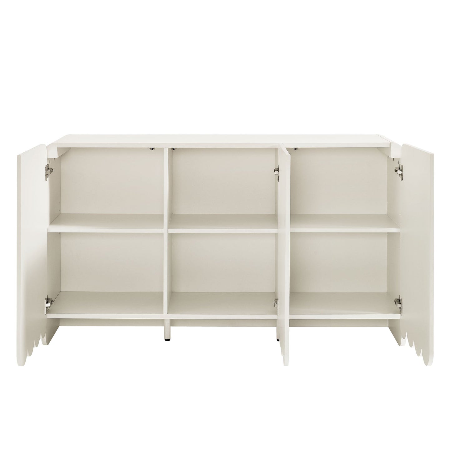 Dahlia fluted scalloped sideboard cabinet, white interior with cubby shelves HouseOfZazla on Tampa Home & Garden Store